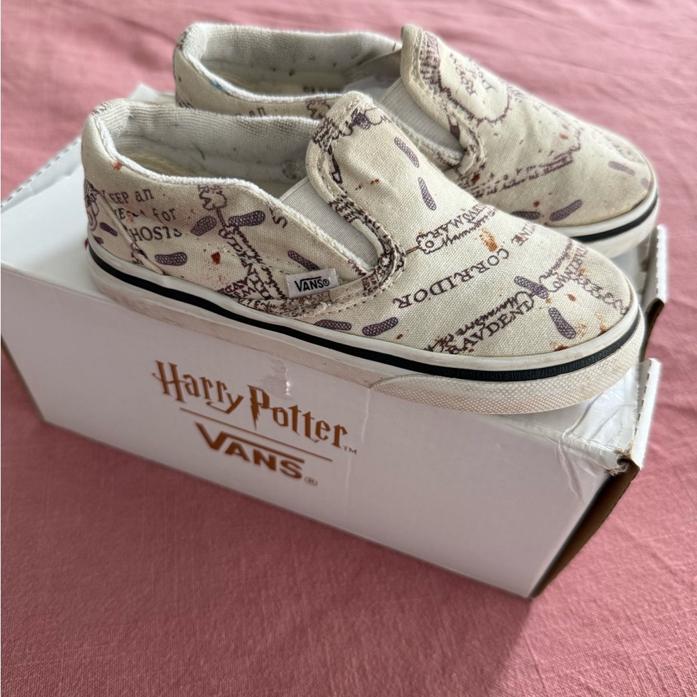 Vans x Harry Potter Marauder’s Map Slip-On Shoes - Cream, Black, Maroon with Box